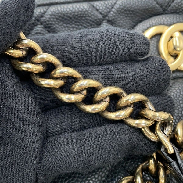 シャネル ハンドバッグ ココマーク マトラッセ トップハンドル キャビアスキン CHANEL 2way 黒