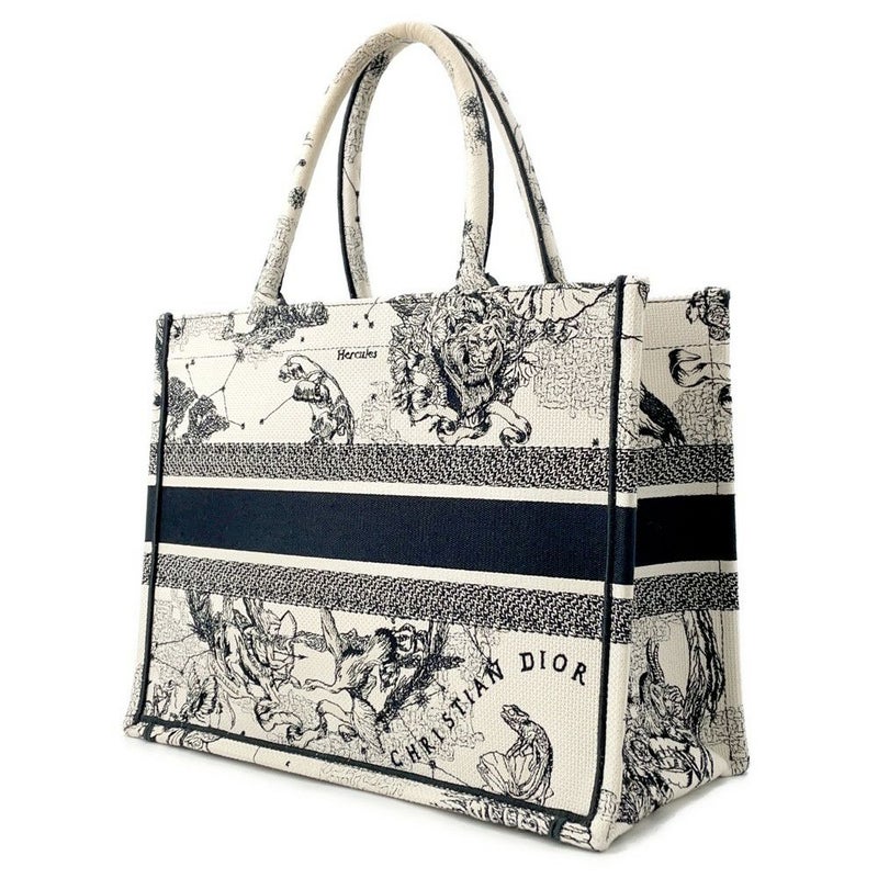 クリスチャン・ディオール トートバッグ ブックトート ゾディアック エンブロイダリー ミディアム M1296ZRHZ_M06E 白 黒