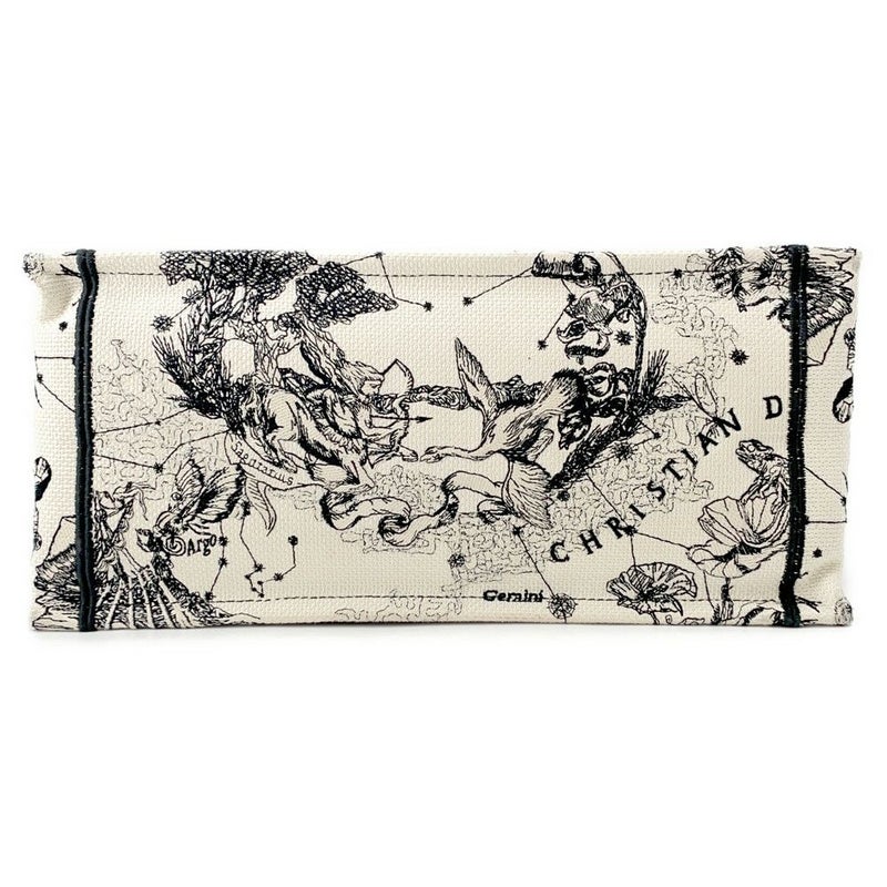 クリスチャン・ディオール トートバッグ ブックトート ゾディアック エンブロイダリー ミディアム M1296ZRHZ_M06E 白 黒