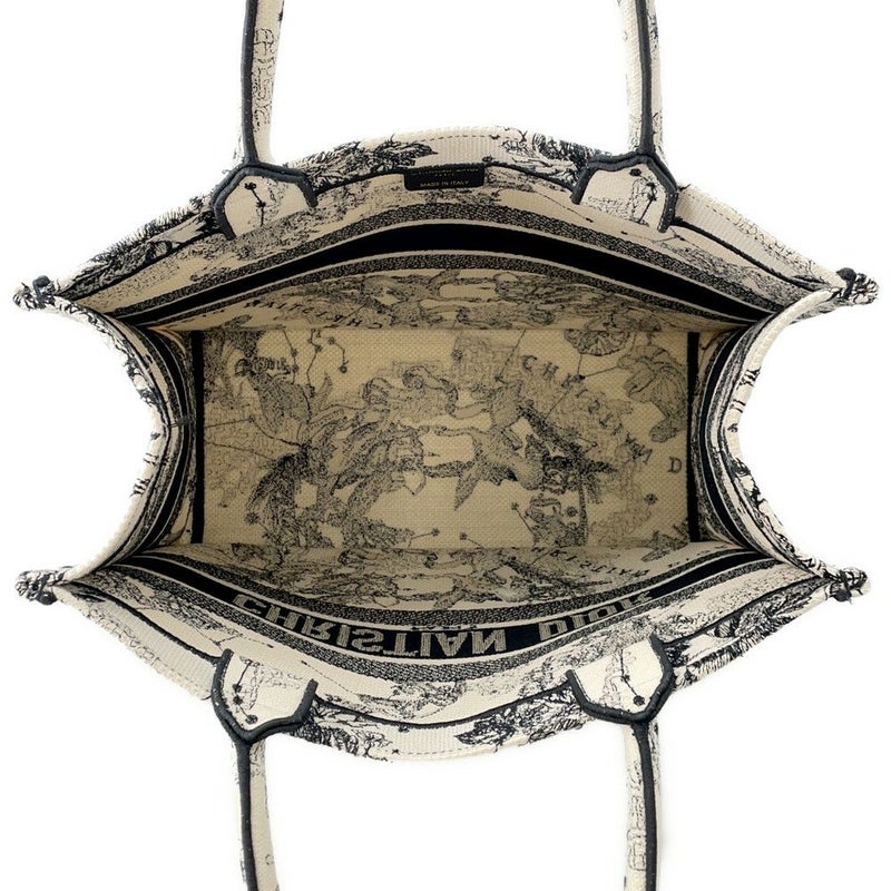 クリスチャン・ディオール トートバッグ ブックトート ゾディアック エンブロイダリー ミディアム M1296ZRHZ_M06E 白 黒