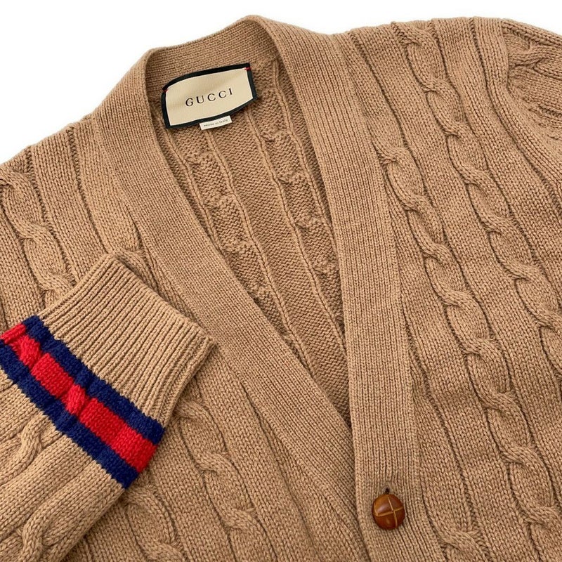 グッチ カーディガン シェリーライン ケーブルニットカーディガン カシミヤ メンズサイズM 673487 GUCCI アパレル