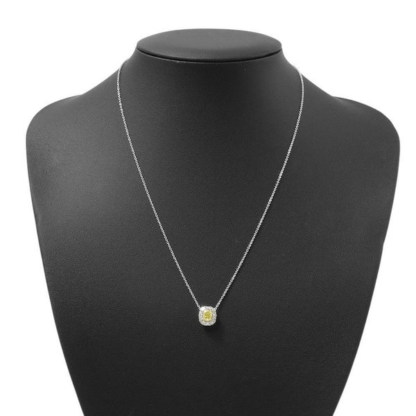 グラフ ネックレス アイコン クッションカット ファンシーイエローダイヤ 1P 0.56ct/ダイヤ 10P 計約0.4ct K18WG/K18YG 鑑定書付き