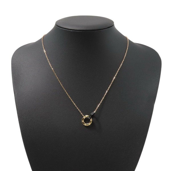 カルティエ ネックレス LOVE ネックレス パヴェ ダイヤモンド 3P ブラックセラミック/K18PGピンクゴールド ラブサークル ペンダント