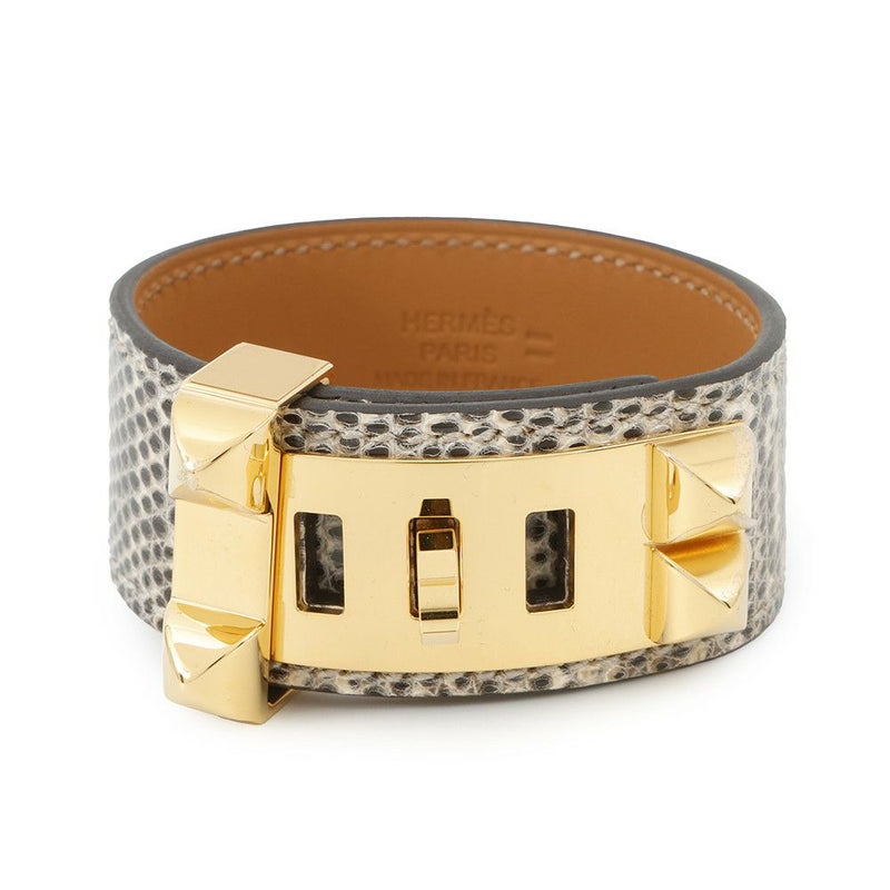 エルメス ブレスレット コリエ・ド・シアン 24 オンブレ/ゴールド金具 リザードナチュラ W刻印 サイズT2