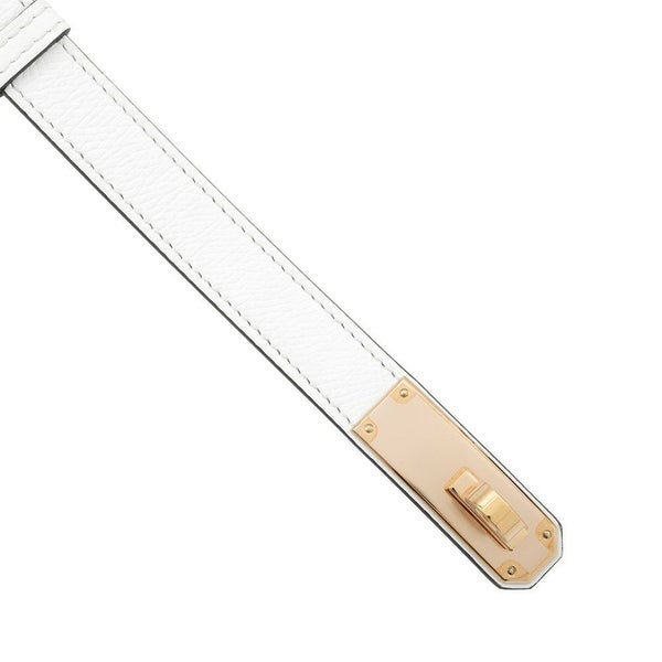 エルメス ケリーベルト18 ニューホワイト/ピンクゴールド金具 エプソン W刻印 HERMES べルト 白