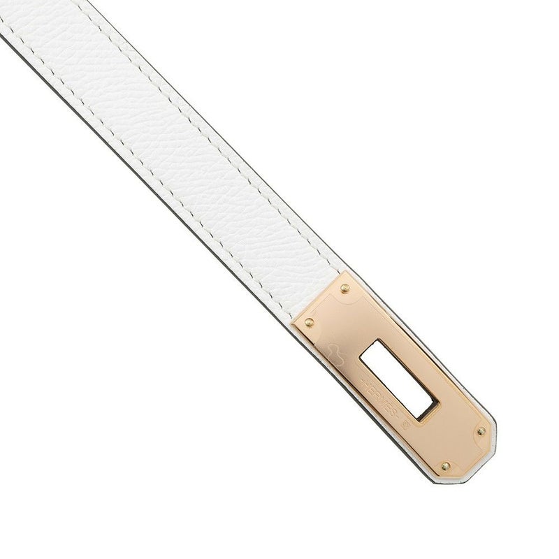 エルメス ケリーベルト18 ニューホワイト/ピンクゴールド金具 エプソン W刻印 HERMES べルト 白