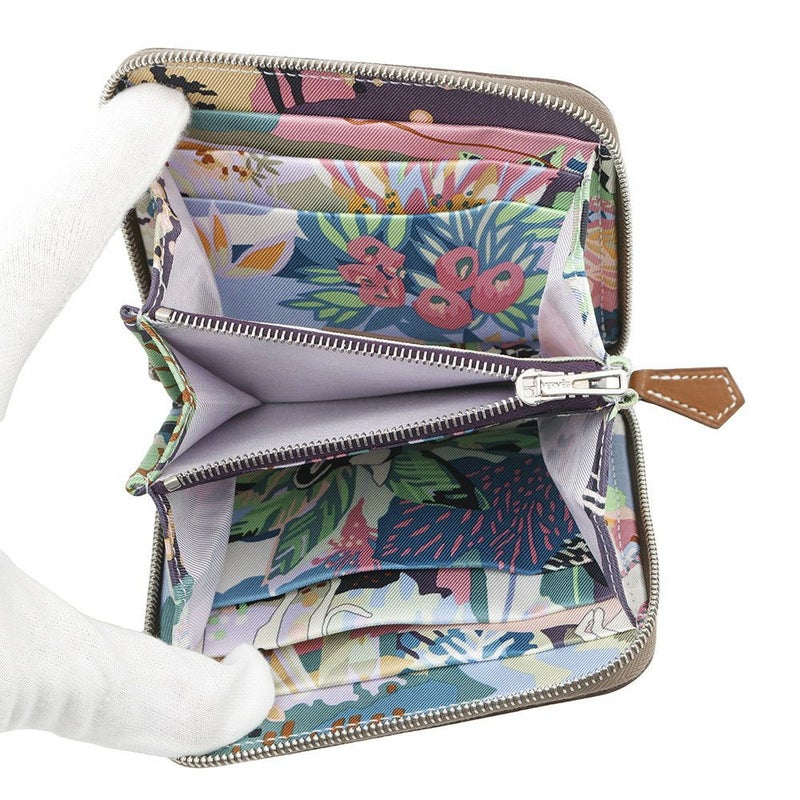 エルメス コインケース アザップコンパクト シルクイン エトゥープ/シルバー金具 エプソン K刻印