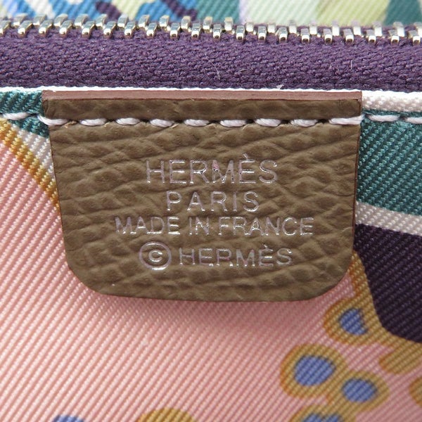 エルメス コインケース アザップコンパクト シルクイン エトゥープ/シルバー金具 エプソン K刻印