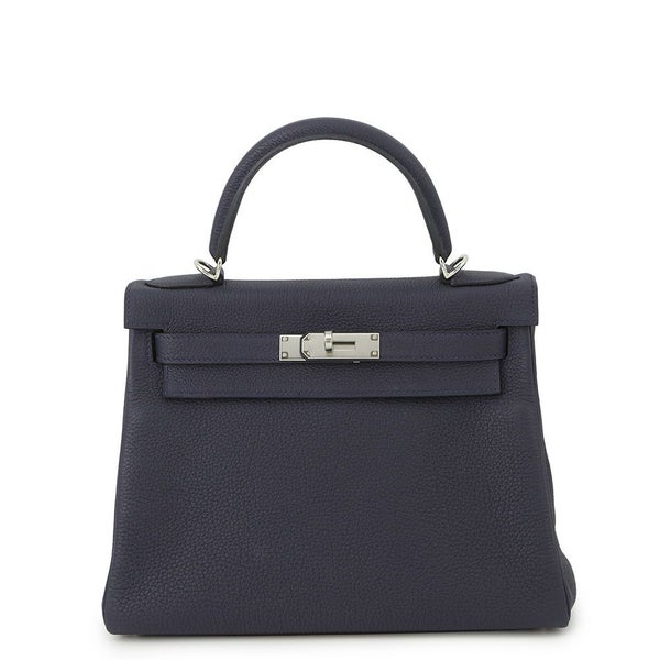 エルメス ハンドバッグ ケリー28 内縫い ブルーニュイ/シルバー金具 トゴ X刻印 2wayショルダー
