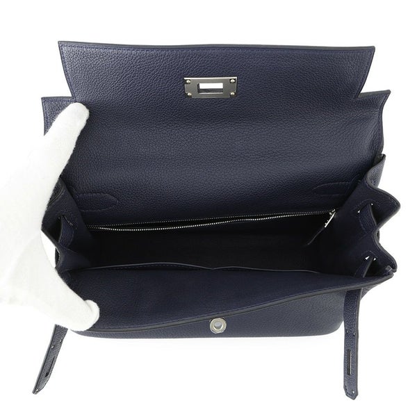 エルメス ハンドバッグ ケリー28 内縫い ブルーニュイ/シルバー金具 トゴ X刻印 2wayショルダー