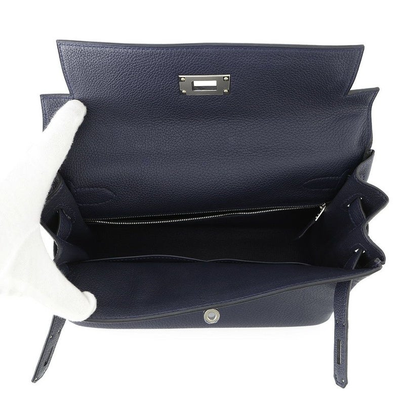 エルメス ハンドバッグ ケリー28 内縫い ブルーニュイ/シルバー金具 トゴ X刻印 2wayショルダー