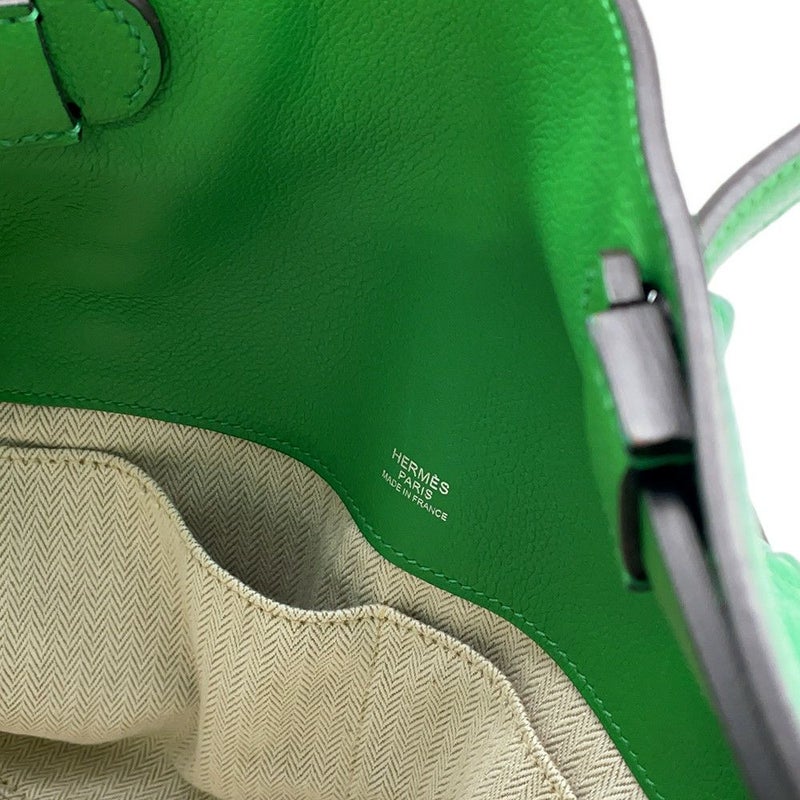 エルメス ハンドバッグ オクサー バンブー/シルバー金具 エバーグレイン □R刻印 HERMES 2wayショルダー