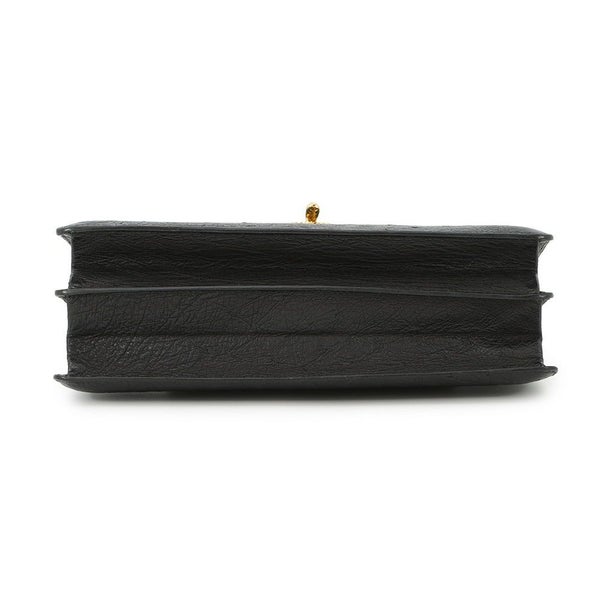 エルメス ハンドバッグ ブラック/ゴールド金具 オーストリッチ 〇D刻印 HERMES バッグ 黒