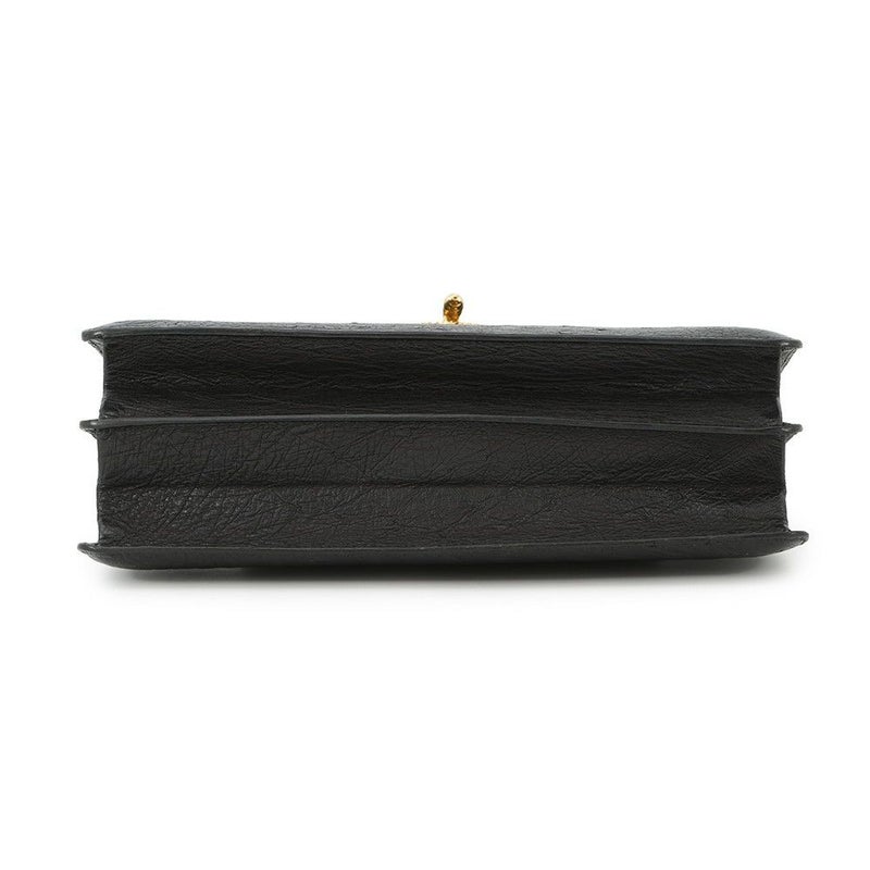 エルメス ハンドバッグ ブラック/ゴールド金具 オーストリッチ 〇D刻印 HERMES バッグ 黒