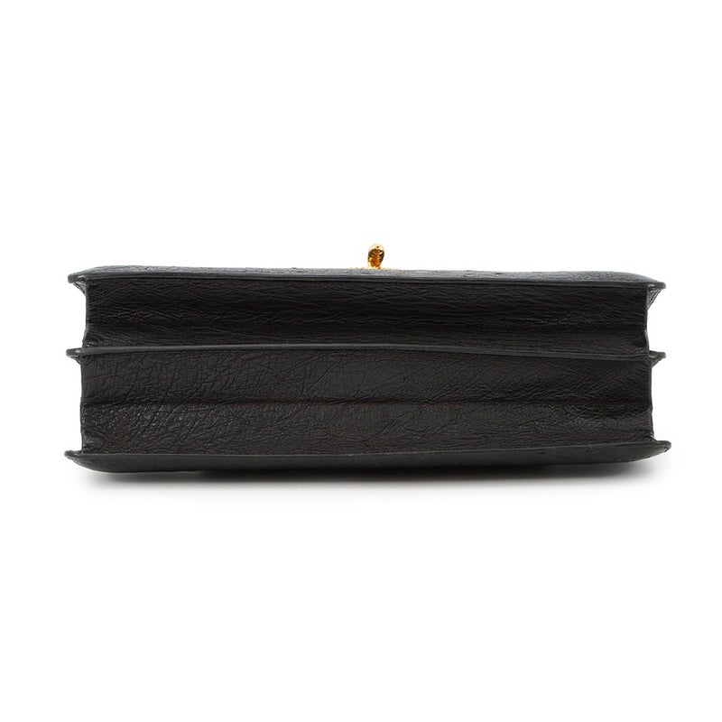 エルメス ハンドバッグ ブラック/ゴールド金具 オーストリッチ 〇D刻印 HERMES バッグ 黒