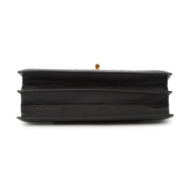 エルメス ハンドバッグ ブラック/ゴールド金具 オーストリッチ 〇D刻印 HERMES バッグ 黒