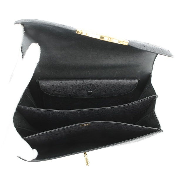 エルメス ハンドバッグ ブラック/ゴールド金具 オーストリッチ 〇D刻印 HERMES バッグ 黒