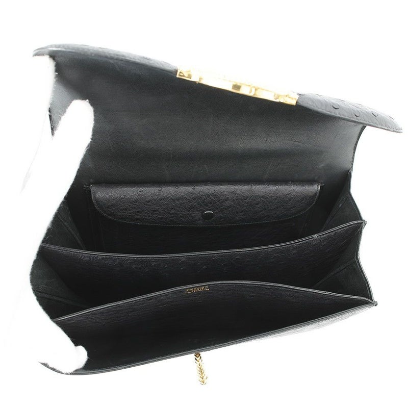 エルメス ハンドバッグ ブラック/ゴールド金具 オーストリッチ 〇D刻印 HERMES バッグ 黒