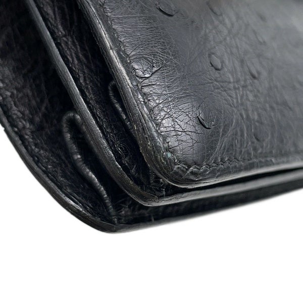 エルメス ハンドバッグ ブラック/ゴールド金具 オーストリッチ 〇D刻印 HERMES バッグ 黒