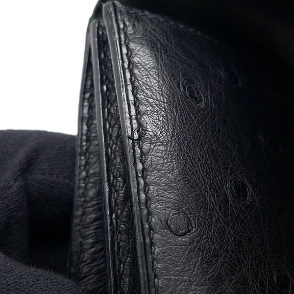 エルメス ハンドバッグ ブラック/ゴールド金具 オーストリッチ 〇D刻印 HERMES バッグ 黒