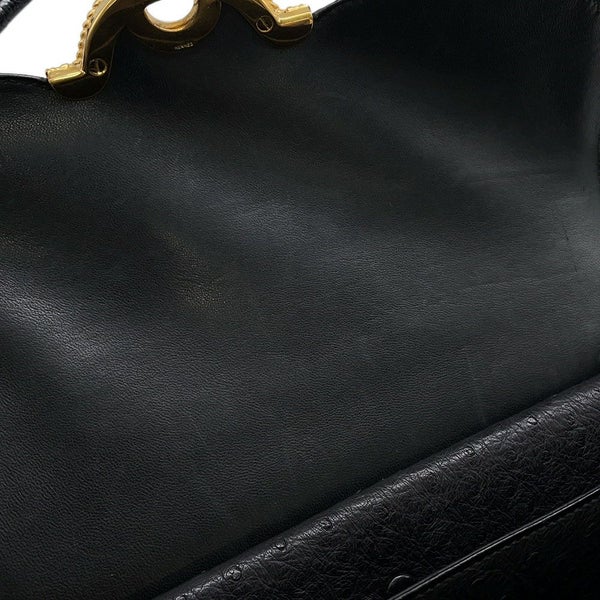 エルメス ハンドバッグ ブラック/ゴールド金具 オーストリッチ 〇D刻印 HERMES バッグ 黒