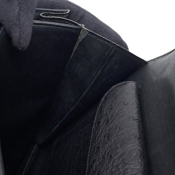 エルメス ハンドバッグ ブラック/ゴールド金具 オーストリッチ 〇D刻印 HERMES バッグ 黒