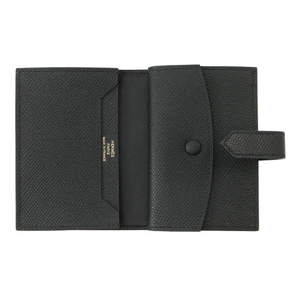 エルメス カードケース ベアン ミニ 小銭入れ付き ブラック/ゴールド金具 エプソン K刻印 HERMES 名刺入れ コインケース 黒
