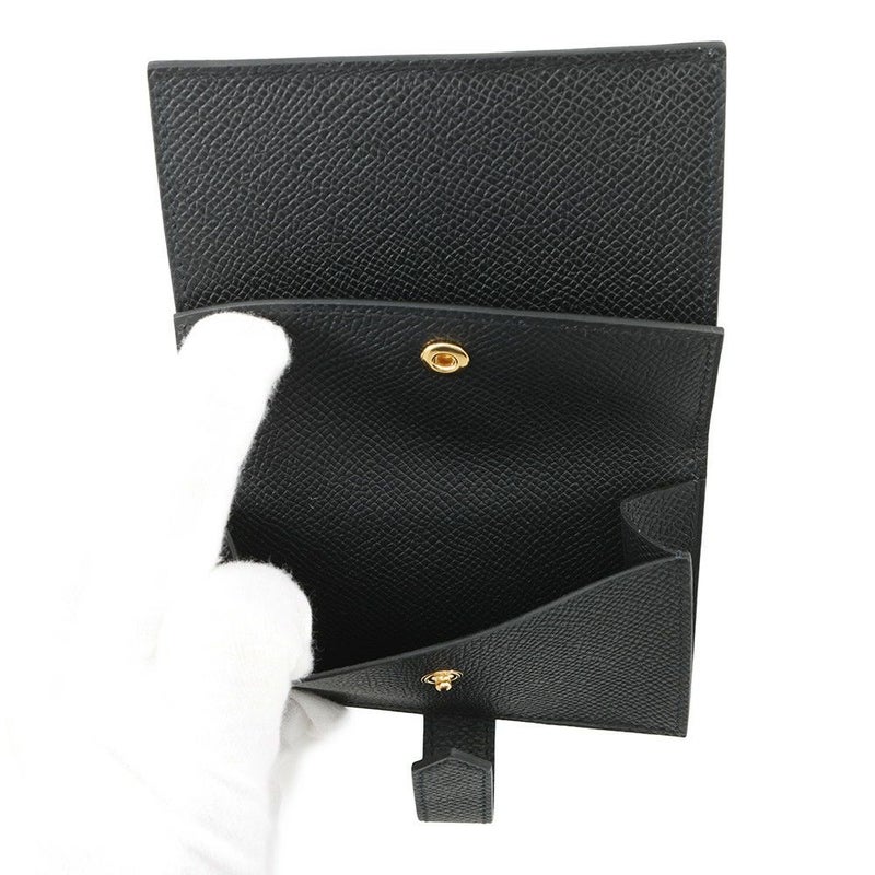 エルメス カードケース ベアン ミニ 小銭入れ付き ブラック/ゴールド金具 エプソン K刻印 HERMES 名刺入れ コインケース 黒