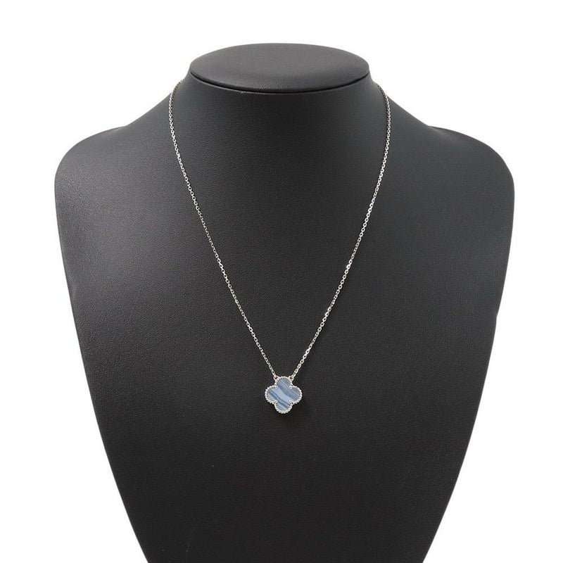 ヴァンクリーフ&アーペル ネックレス ヴィンテージ アルハンブラ ペンダント カルセドニー K18WGホワイトゴールド VCARD34900