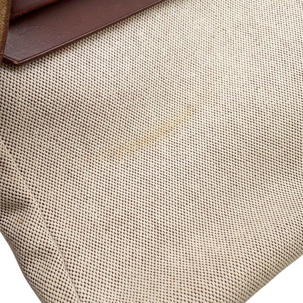 エルメス エールバッグジップPM ブラウン/ベージュ/ゴールド金具 トワルアッシュ/レザー □F刻印 2way