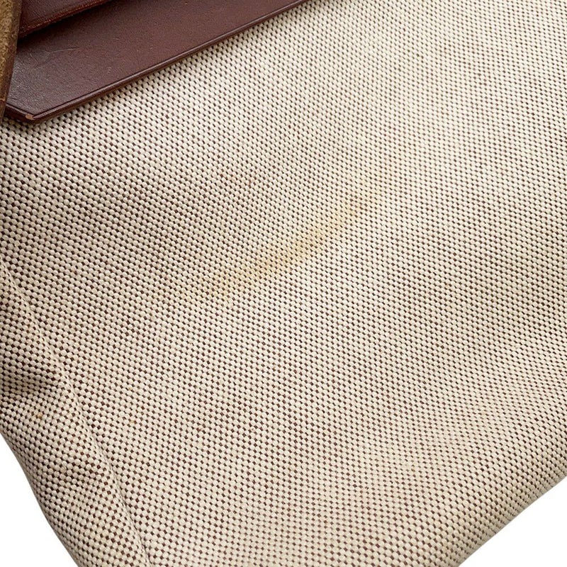 エルメス エールバッグジップPM ブラウン/ベージュ/ゴールド金具 トワルアッシュ/レザー □F刻印 2way