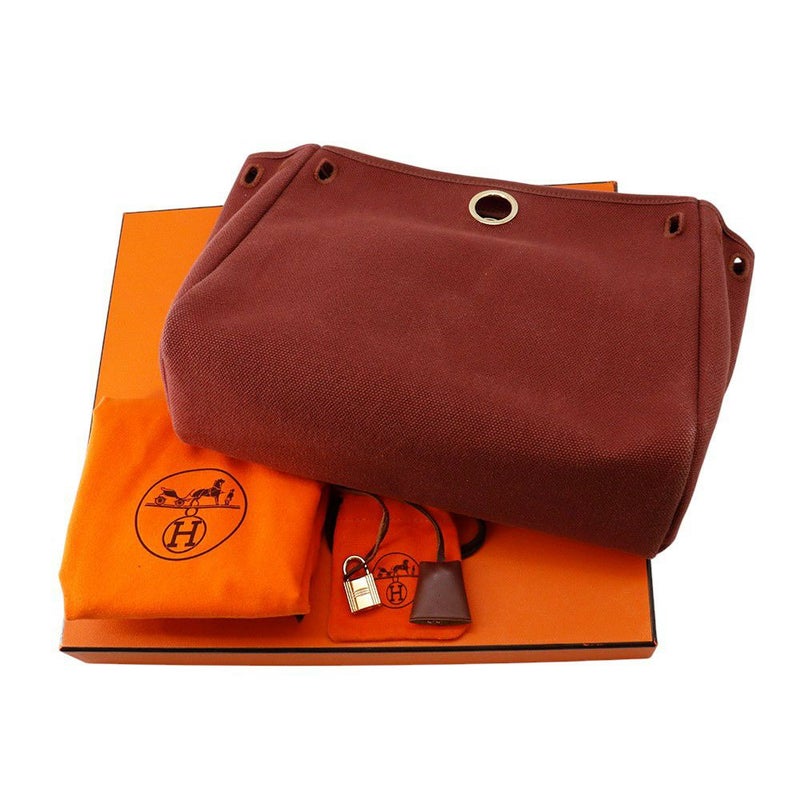 エルメス エールバッグジップPM ブラウン/ベージュ/ゴールド金具 トワルアッシュ/レザー □F刻印 2way