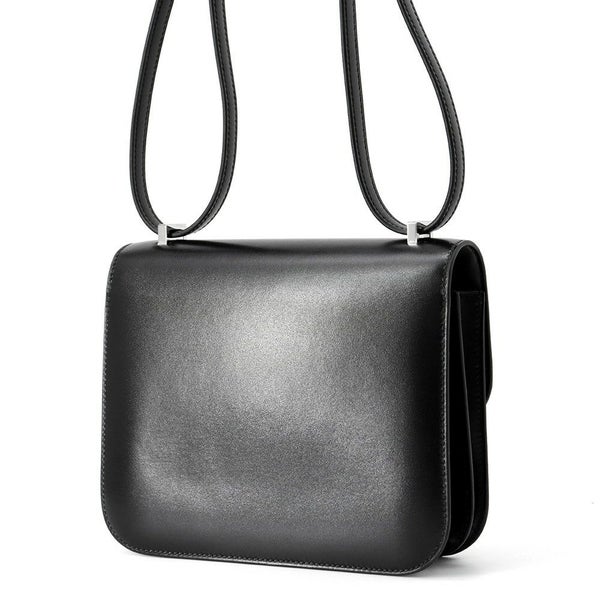 エルメス ミニ コンスタンス3 ミロワール クルーテ ブラック/シルバー金具 ボックスカーフ B刻印 黒