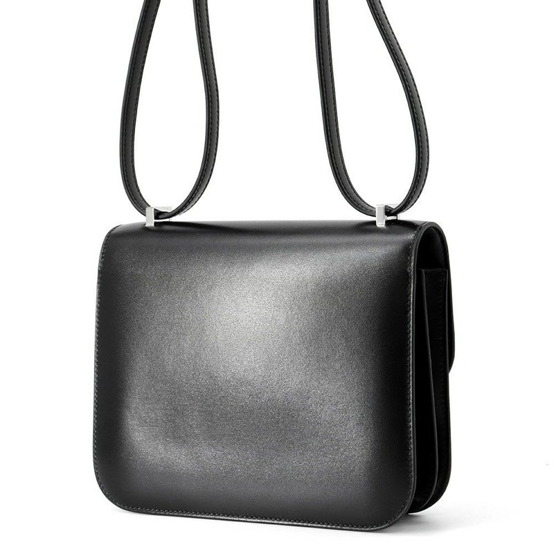 エルメス ミニ コンスタンス3 ミロワール クルーテ ブラック/シルバー金具 ボックスカーフ B刻印 黒