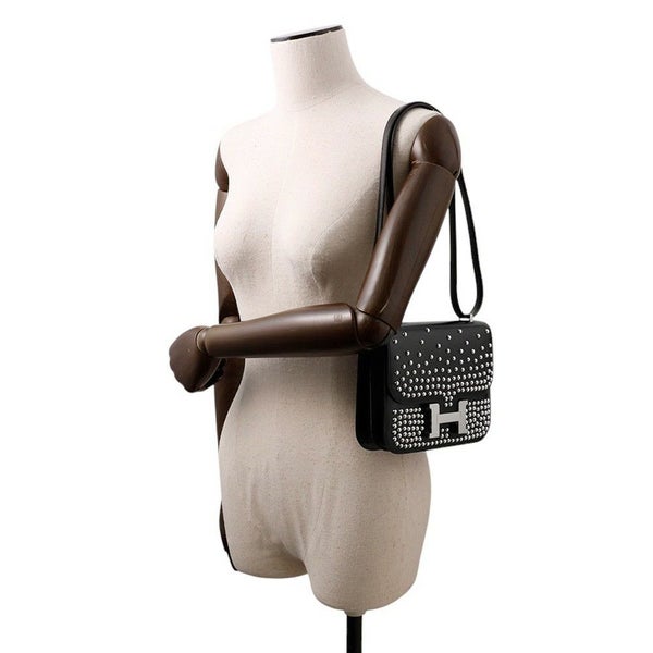 エルメス ミニ コンスタンス3 ミロワール クルーテ ブラック/シルバー金具 ボックスカーフ B刻印 黒