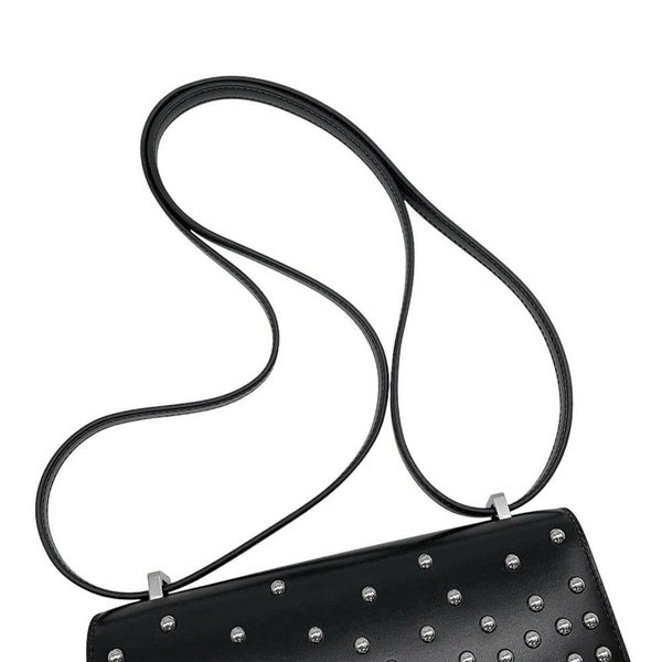 エルメス ミニ コンスタンス3 ミロワール クルーテ ブラック/シルバー金具 ボックスカーフ B刻印 黒