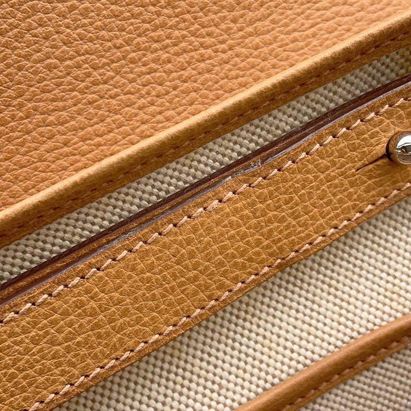 エルメス ショルダーバッグ サック・コロラドMM ブラウン/シルバー金具 トワルアッシュ/ヴァッシュリエジェ □I刻印 HERMES