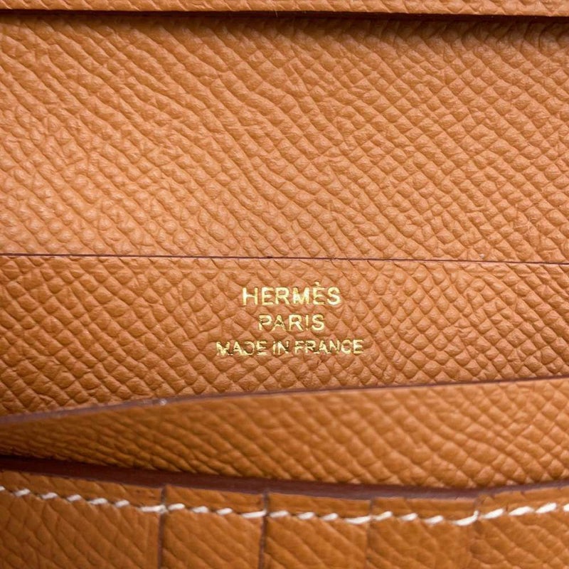 エルメス 二つ折り財布 ベアンコンパクト ゴールド/ゴールド金具 エプソン B刻印 HERMES 財布