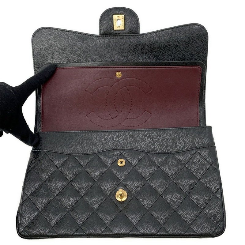 シャネル チェーンショルダーバッグ ココマーク マトラッセ30 キャビアスキン A58600 CHANEL 黒