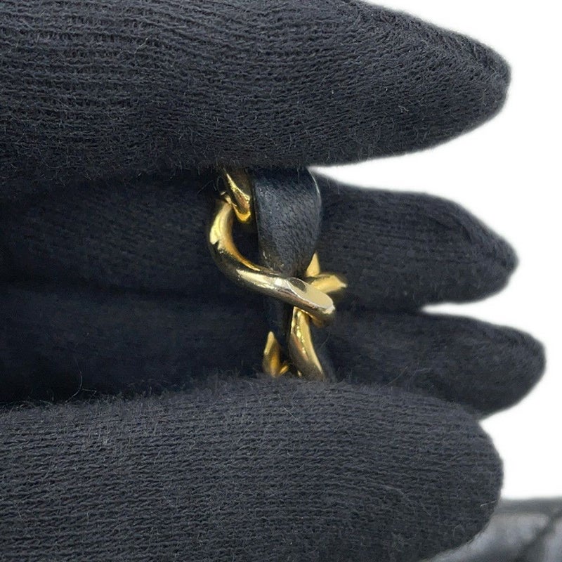 シャネル チェーンショルダーバッグ ココマーク マトラッセ シングルフラップ ラムスキン CHANEL 黒