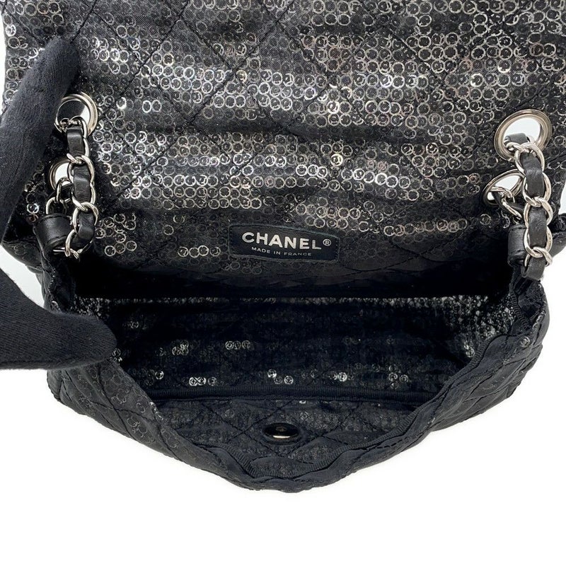 シャネル チェーンショルダーバッグ マトラッセ ココマーク メッシュ スパンコール CHANEL 黒 2way