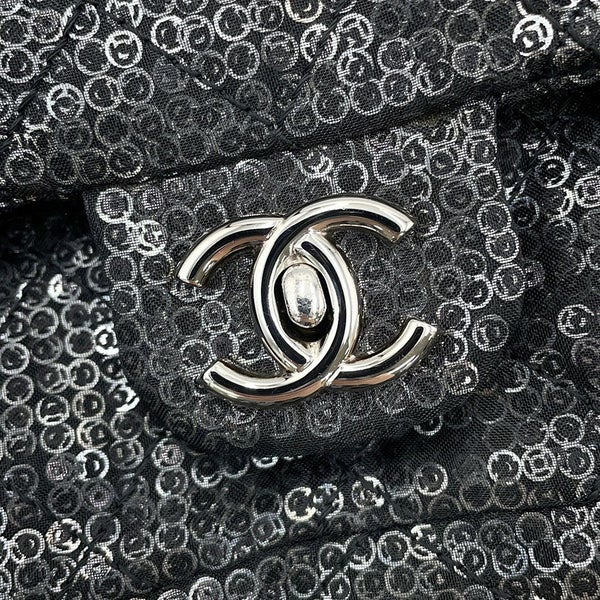 シャネル チェーンショルダーバッグ マトラッセ ココマーク メッシュ スパンコール CHANEL 黒 2way