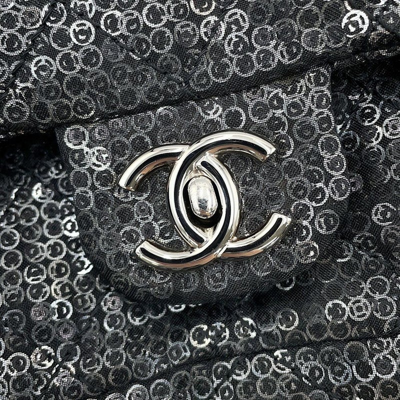 シャネル チェーンショルダーバッグ マトラッセ ココマーク メッシュ スパンコール CHANEL 黒 2way