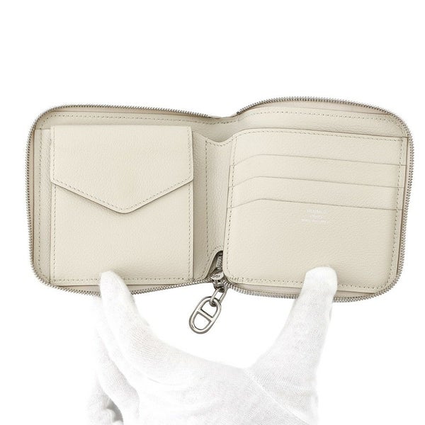 エルメス 二つ折り財布 ジップアンゴー2 シェーヌダンクル べトン/シルバー金具 エバーカラー W刻印