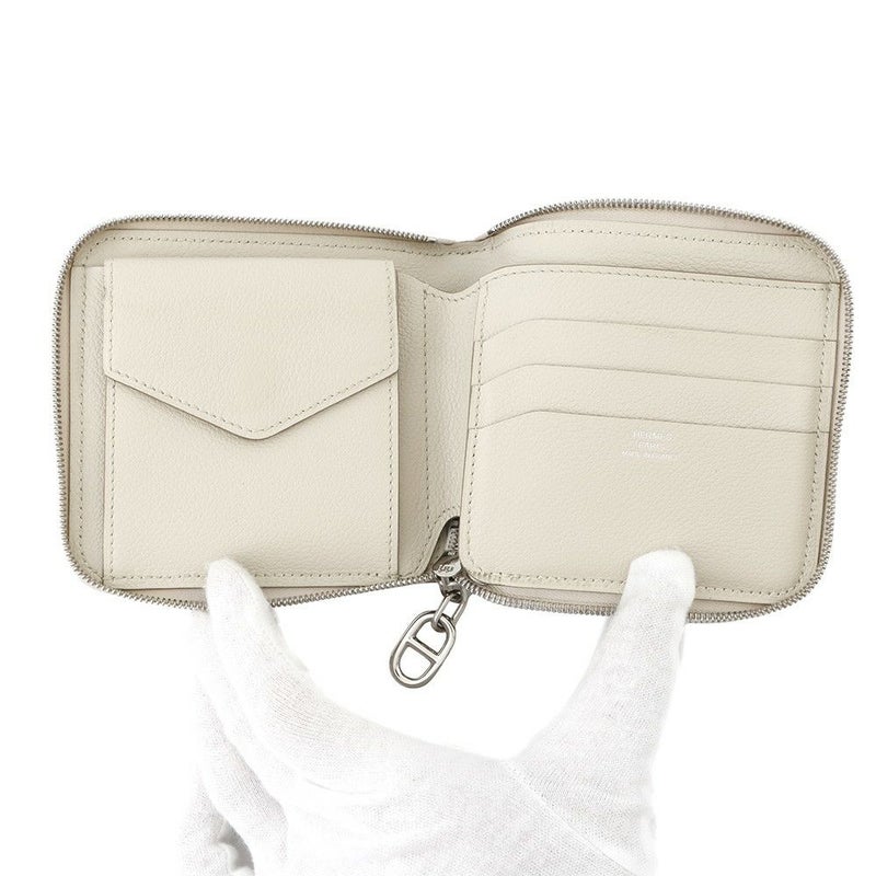 エルメス 二つ折り財布 ジップアンゴー2 シェーヌダンクル べトン/シルバー金具 エバーカラー W刻印