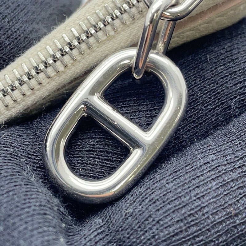 エルメス 二つ折り財布 ジップアンゴー2 シェーヌダンクル べトン/シルバー金具 エバーカラー W刻印