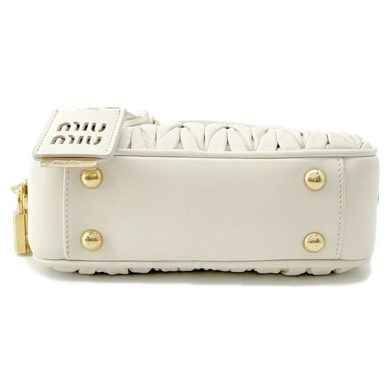 ミュウミュウ ハンドバッグ マテラッセ アルカディ スモール レザー 5BB123 Miu Miu 2way 白