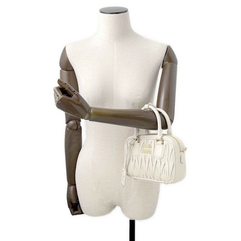 ミュウミュウ ハンドバッグ マテラッセ アルカディ スモール レザー 5BB123 Miu Miu 2way 白