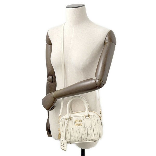 ミュウミュウ ハンドバッグ マテラッセ アルカディ スモール レザー 5BB123 Miu Miu 2way 白