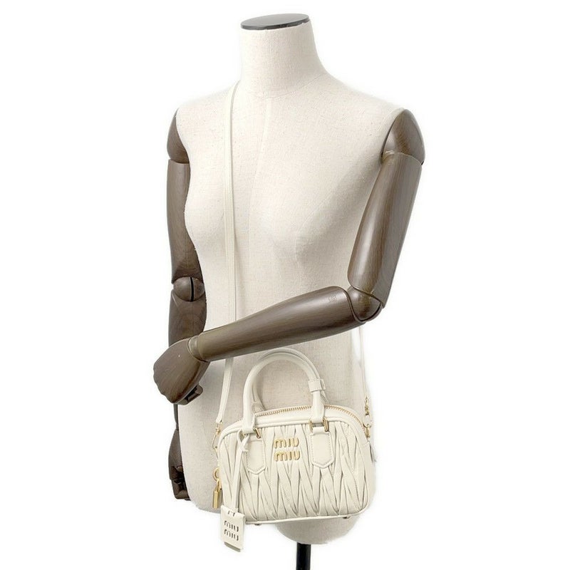 ミュウミュウ ハンドバッグ マテラッセ アルカディ スモール レザー 5BB123 Miu Miu 2way 白